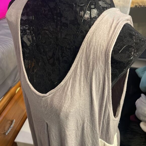 Gottex maxi dress longline grey/white shirtdress /sheath euc xl plus size - Picture 9 of 9